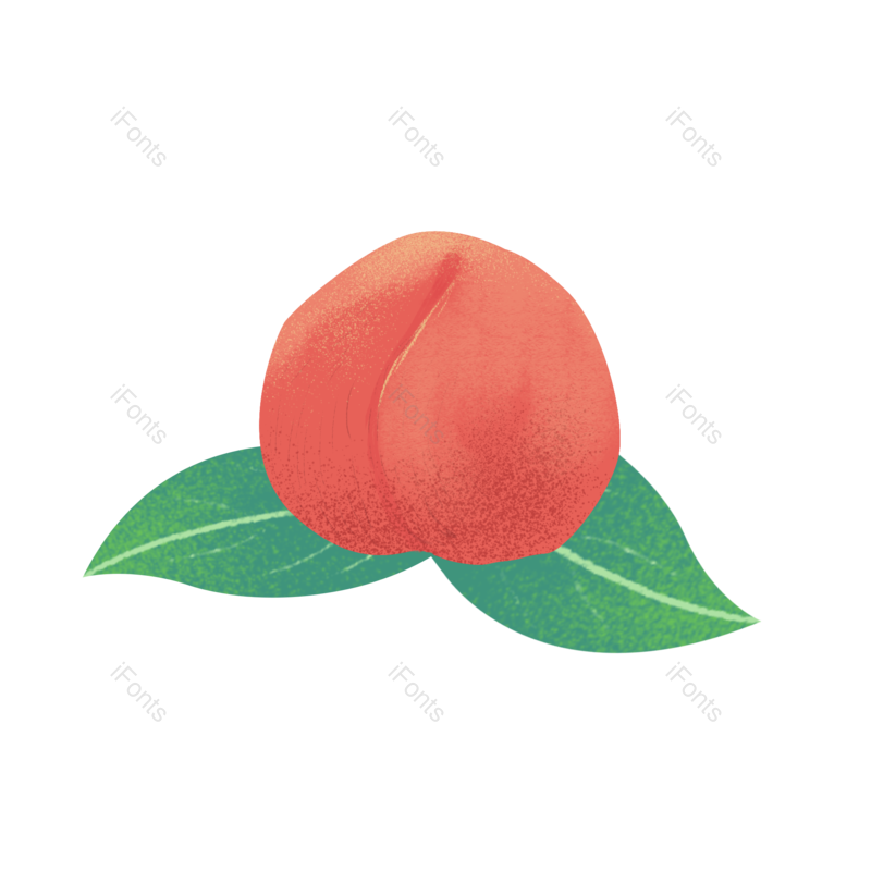 桃红色图片,绿叶元素,水果PNG,小清新免抠素材
